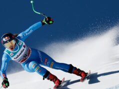 Moritz, Goggia em terceiro no Super-G à frente de Vonn. O primeiro triunfo de Robinson foi sobre Shiffrin