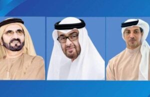 O Presidente e os seus dois deputados felicitam o Emir do Kuwait pelo segundo aniversário da sua tomada de poder