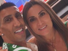 Ángel Di María e Jorgelina Cardoso responderam aos assobios do público do Racing