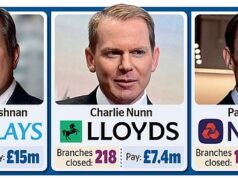 Chefes de bancos pagam £ 29 milhões enquanto agências são cortadas