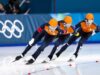 Os patinadores competem com a Itália pela vaga final na busca por equipes.