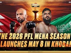 A 3ª temporada do PFL MENA começará na Arábia Saudita em 8 de maio.