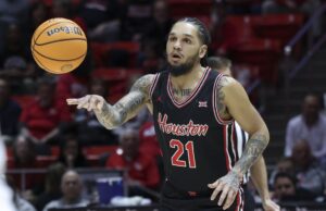 Emmanuel Sharp, número 3 de Houston, atingiu Kansas State