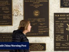 O nome de Trump foi autorizado a pousar no aeroporto de Palm Beach depois que os republicanos da Flórida aprovaram o projeto.