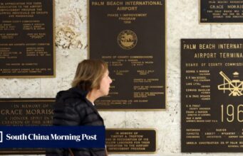O nome de Trump foi autorizado a pousar no aeroporto de Palm Beach depois que os republicanos da Flórida aprovaram o projeto.