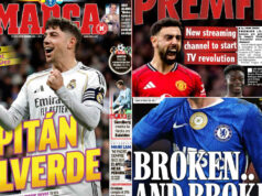 Capas: Capitão Valverde, recorde de derrotas do Chelsea…