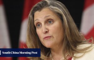 O futuro da globalização? Menos dependência económica da China, espera Freeland