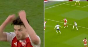 Declan Rice sofre um ‘caso Gerrard’ no caro erro do Arsenal contra o Tottenham