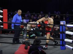 Bandeiras albanesas prontas para serem hasteadas em Atlantic City enquanto Prenga enfrenta Jones