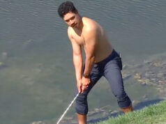 O momento nunca antes visto da estrela do golfe atinge o tiro enquanto os fãs dizem ‘ele só queria flexionar na frente de todos’