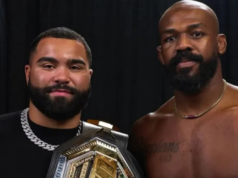 Gable Steveson com Jon Jones à margem do UFC