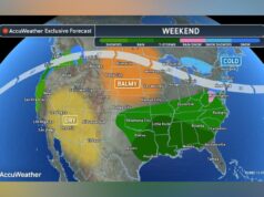 Mapa mostrando as condições climáticas do Dia dos Namorados em cada estado.