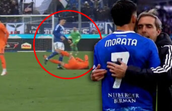 Morata acena para um oponente após a provocação: uma ejeção de livro didático