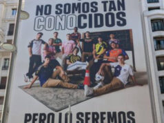 Pico ergue uma faixa provocativa na Gran Vía de Madrid: “Não somos tão populares…”