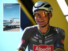 Mathieu van der Poel em um jato particular para a Bélgica para sua estreia no Om Loup Het Neussblad.