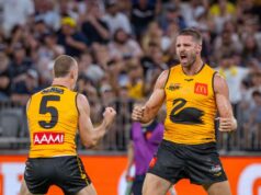 O CEO do Fremantle Dockers, Simon Garlick, e o chefe do West Coast Eagles, Don Pike, pressionam para manter as origens da AFL em Perth