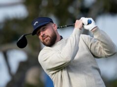 O noivo de Taylor Swift, Travis Kelce, no Pebble Beach Pro-Am