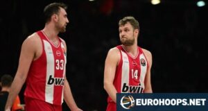 Olympiakos sem Wesenkov e Milutinov em Kaunas.