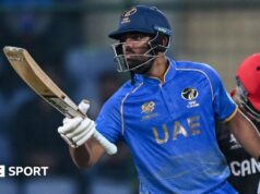 Copa do Mundo T20: Meio século de Arenish Sharma e Soheib Khan aumentaram as esperanças dos Emirados Árabes Unidos de chegar ao Super 8 com uma vitória sobre o Canadá.