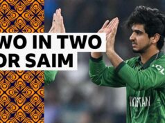 Copa do Mundo T20 Masculina da ICC: Saeem Ayub, do Paquistão, dispensou Tilak Verma e Hardik Pandya, da Índia, em bolas consecutivas.