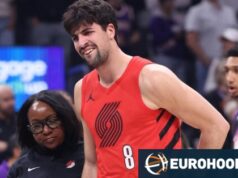 Deni Avdija deixou o campo após um minuto devido a uma repetida lesão nas costas.