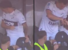 Guido Mainero foi substituído, bateu no banco e quebrou a mão