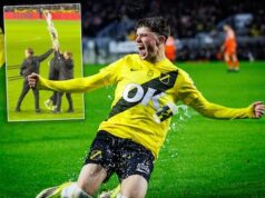 Celebração do NAC Breda Ball: Big Cup com depósito após gol de vitória