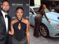 Garanhão de Megan Thee recebe um Bentley de aniversário azul do namorado Klay Thompson