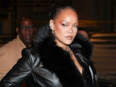 Rihanna revela mau funcionamento do guarda-roupa nos bastidores do desfile de moda de A$AP Rocky.