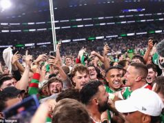 Cenas selvagens quando a estrela do sul de Sydney, Alex Johnston, faz história na NRL ao quebrar o recorde de tentativas de todos os tempos – mesmo quando Albo entra em campo