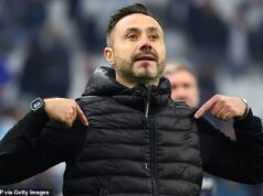 O Tottenham se move para trazer Roberto De Zerbi como seu técnico AGORA em busca de resgatar o rebaixamento após demitir Igor Tudor – mas os fãs estão indignados com a contratação do ‘mocinho’, chefe do campeonato, Mason Greenwood