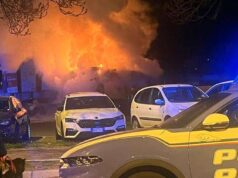 A explosão em Bolzano: e antes do cruzamento das estradas Druso e via Resia – Bolzano explode.