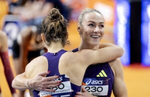 Lieke Klaver vence nos 400 metros no NK Indoor em Apeldoorn.