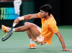 Carlos Alcaraz supera início lento e assume a liderança em Indian Wells.