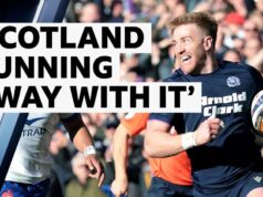 Steyn interceptou o passe de Dupont enquanto a Escócia aumentava a vantagem sobre a França.