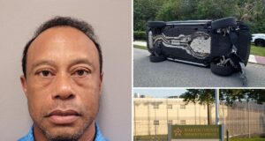Fotos de Tiger Woods divulgadas após acidente e prisão por dirigir alcoolizado