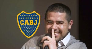A decisão final de Riquelme com a figura do Boca enquanto os torcedores do Boca Juniors comemoram o El Intransigente.