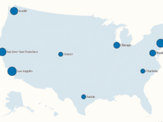 Mapa mostrando as cidades que enfrentam o maior êxodo.