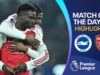 Saka marcou o único gol na vitória do líder Arsenal sobre o Brighton.