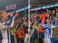 Oscarsson comemora a chegada à final da copa com os fãs… ao som de Bad Bunny