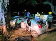 Choque: Um carro com sete passageiros bateu em uma árvore e duas pessoas morreram