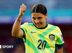 Copa da Ásia: Sam Kerr marca o primeiro gol em 28 meses na vitória da Austrália sobre as Filipinas