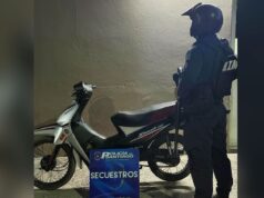 A motocicleta roubada foi descoberta no bairro de Juan Felipe Ibarra