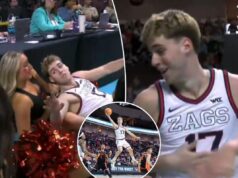 O jogador de Gonzaga causou polêmica por causa de sua reação ao esfaquear uma líder de torcida durante os playoffs do WCC