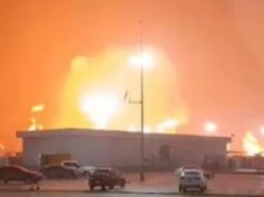 Momento terrível: um grande incêndio destruiu uma refinaria de petróleo, matando cinco pessoas no México depois que chuvas torrenciais causaram um inferno mortal