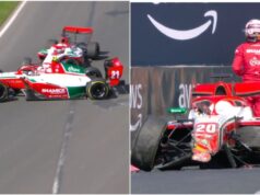 Confronto incomum entre companheiros de equipe na Fórmula 3: lutando lado a lado por posição e, por fim, destruindo seu carro