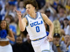 ‘Melhor que tocamos o ano todo.’ Trent Perry marcou 20 pontos na vitória da UCLA sobre o No.