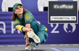A dançarina de break olímpica Rachael ‘Raygun’ Gunn anunciou seu último empreendimento depois de perder o emprego