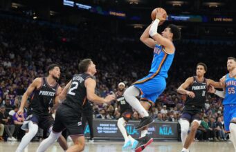 Shai Gilgeous-Alexander marcou 42 pontos na vitória do Thunder sobre o Suns.