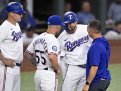 A lesão otimista no tendão da coxa do shortstop do Rangers, Brandon Nemo, é leve.